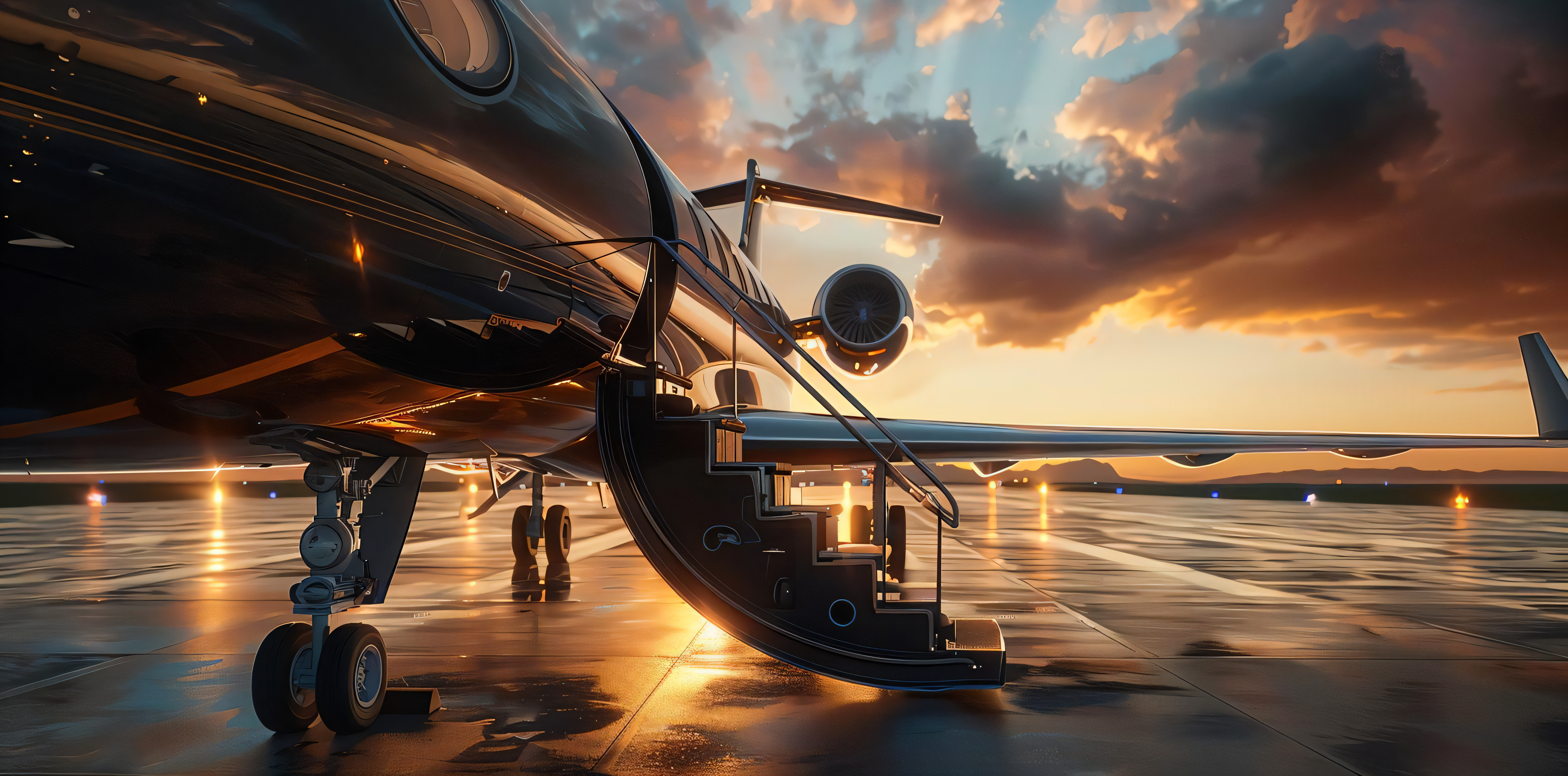 Aegis Air executive jet on the ramp at dusk